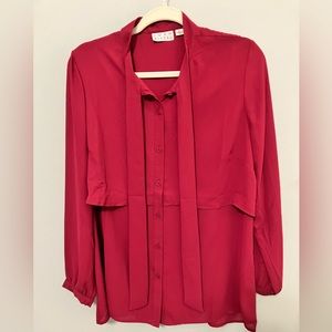 Joan Rivers Magenta Tiered Tunic with Neck Sash Size M